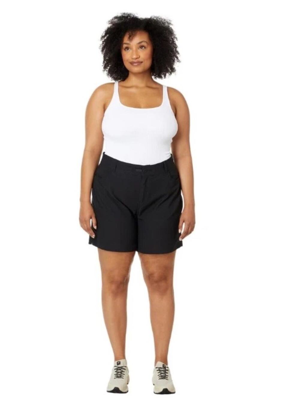 Prana Halle Short Plus II Black Womens 22W 7 Inch Inseam ReZion Stretch Hiking